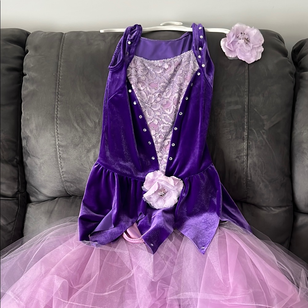 Sparkling Purple and Pink Kids Dance Costume